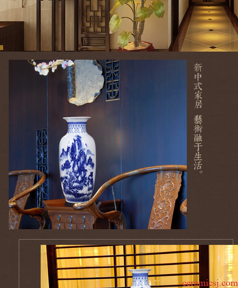Jingdezhen ceramics blue and white porcelain vase furnishing articles sitting room flower arrangement bedroom office lucky bamboo decorative arts and crafts