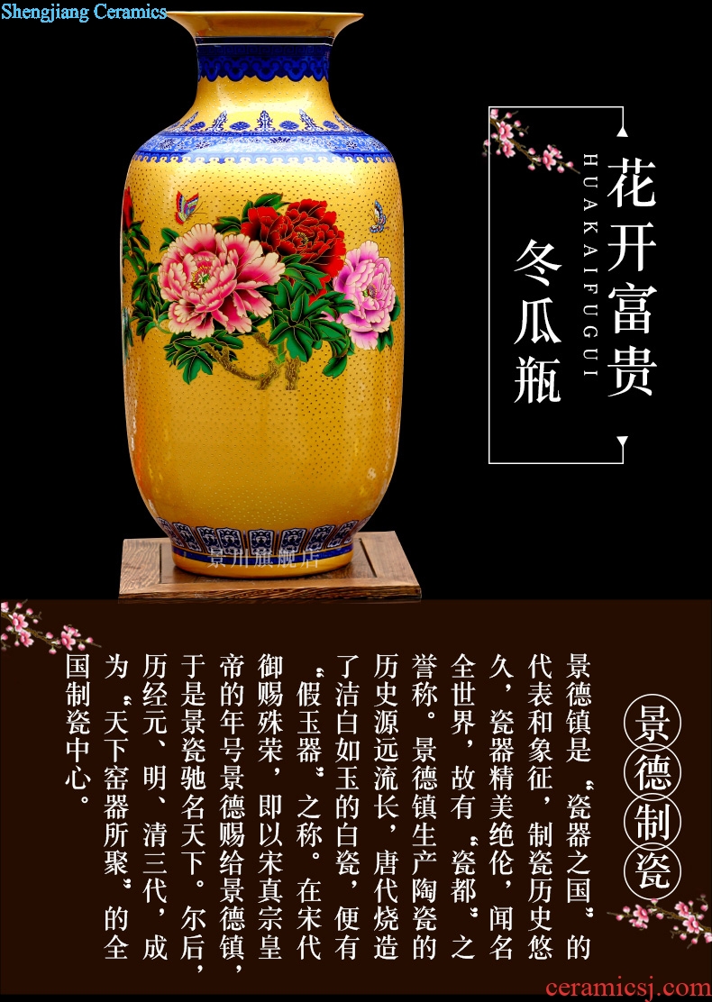 Jingdezhen ceramics powder enamel wave point gold bottle gourd peony sitting room flower arrangement craft vase household act the role ofing is tasted furnishing articles