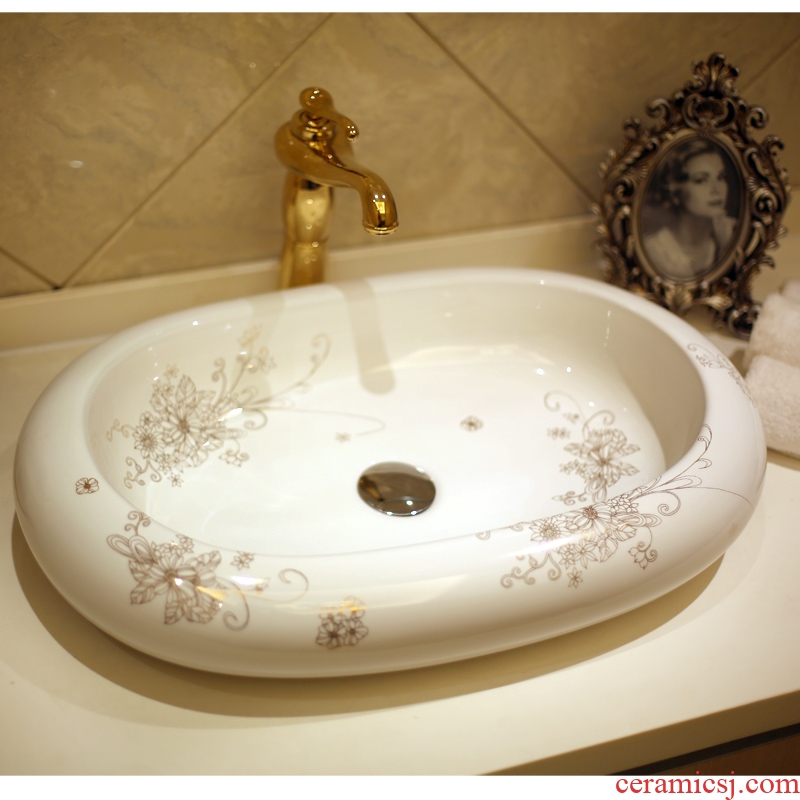JingYan creative art on the boat basin to European ceramic sinks oval face basin on the sink