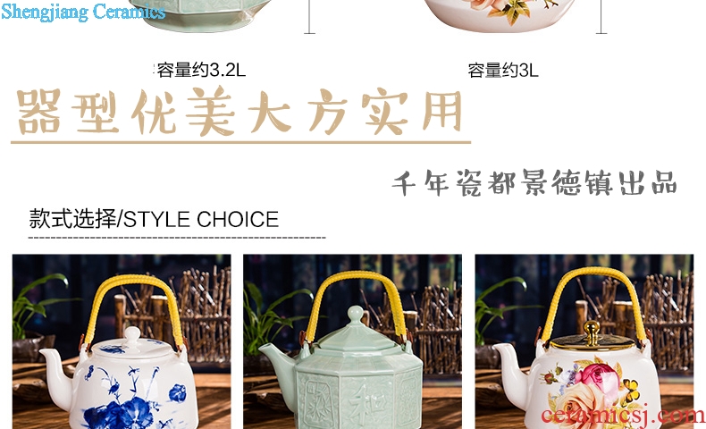 Jingdezhen ceramic large teapot large capacity of heat resistant to high temperature cooling girder pot teapot cold water kettle