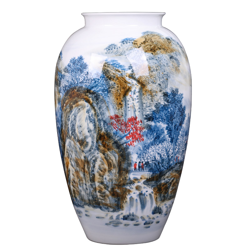 Jingdezhen ceramics master hand painted blue and white porcelain vases, flower arrangement large study of new Chinese style office furnishing articles