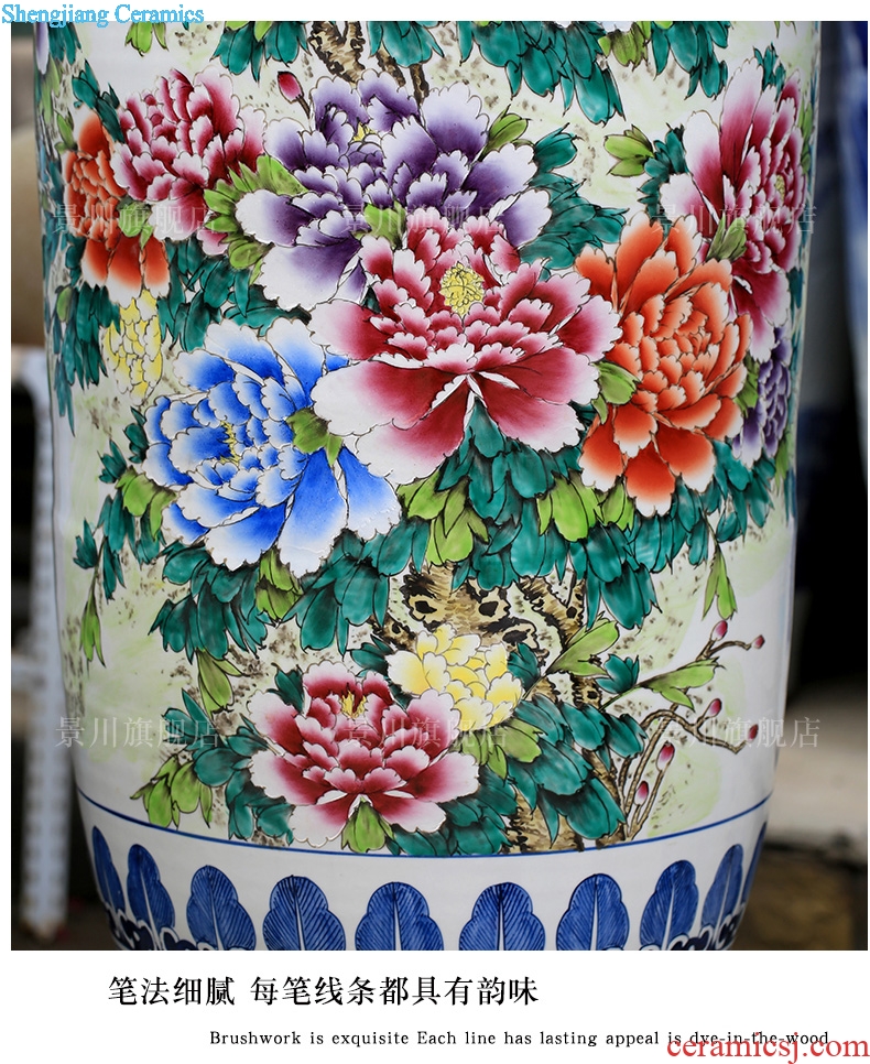 Jingdezhen ceramic powder enamel vase peony flowers prosperous big household furnishing articles sitting room of large hotel decoration