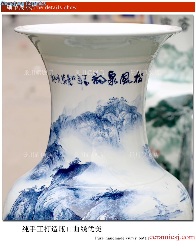 Hand-painted wind stream of large blue and white porcelain vase sitting room hotel adornment of jingdezhen ceramics big furnishing articles