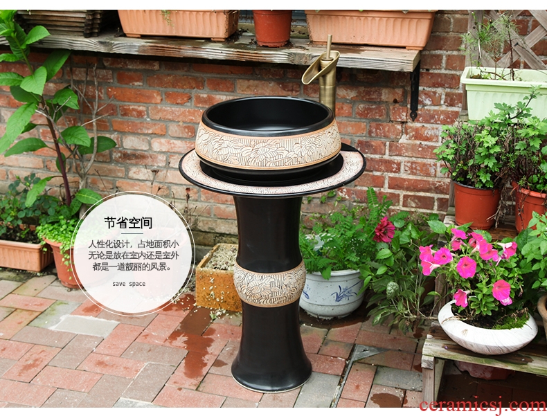 JingWei ceramic lavatory basin vertical integrated sink pillar basin sink outdoor balcony sink