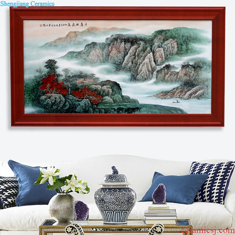 Jingdezhen ceramic hand-painted thousand high cliff autumn porcelain plate painting the sitting room living room sofa setting wall adornment that hang a picture