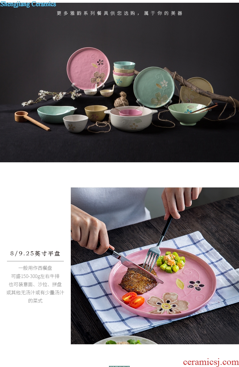 Million jia creative ceramic tableware plate beefsteak plates home dishes dumplings of plate to vomit all the bone plate