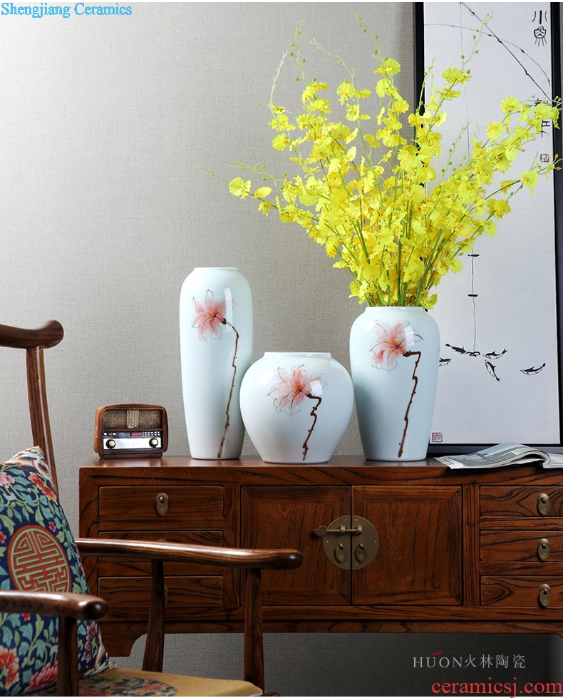 Modern new Chinese style living room TV cabinet ceramic vase wine porch desktop flower arranging home furnishing articles installed