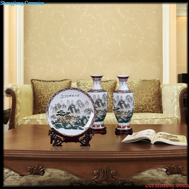 Jingdezhen ceramics vase Chinese penjing flower arranging porcelain household three-piece wine sitting room adornment