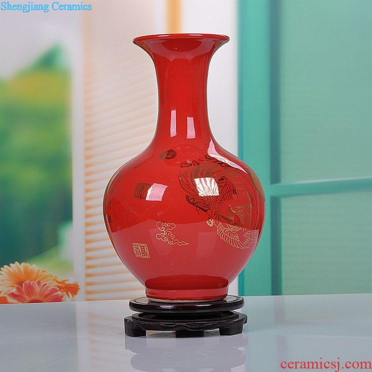 Modern Chinese style household decorates sitting room scene, jingdezhen ceramics furnishing articles Chinese red colour watch the vase