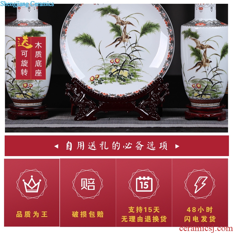 Vase Chinese penjing flower vases three-piece wine dish home jingdezhen ceramics handicraft ornament