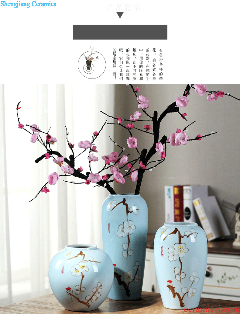 Contemporary and contracted jingdezhen ceramic flower vases Chinese creative living room blue dried flowers home furnishing articles