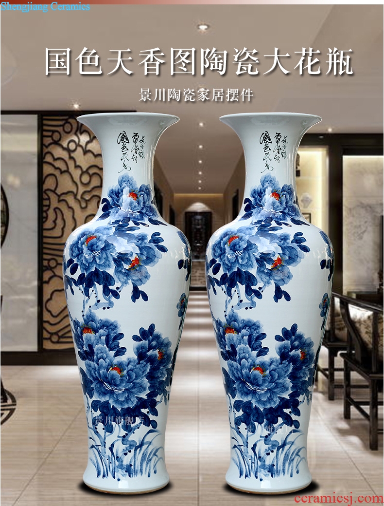 Hand-painted peony great vase of blue and white porcelain goddess of mercy bottle of large vases, porcelain of jingdezhen ceramic sitting room big furnishing articles