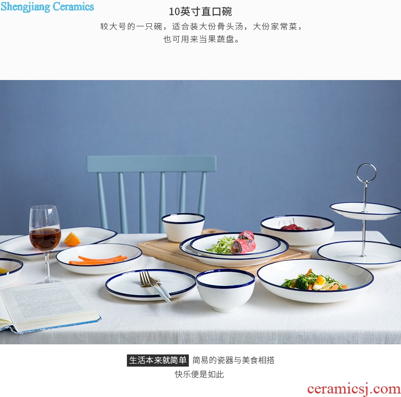 Million jia creative ceramic bowl rainbow noodle bowl bowl home a large soup pot soup bowl microwave li riceses leave