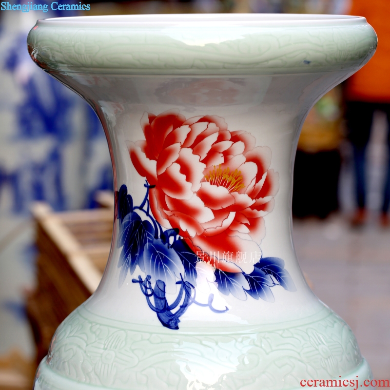 Hand color of large vase peony admiralty bottles of jingdezhen ceramics occupy the modern home furnishing articles sitting room