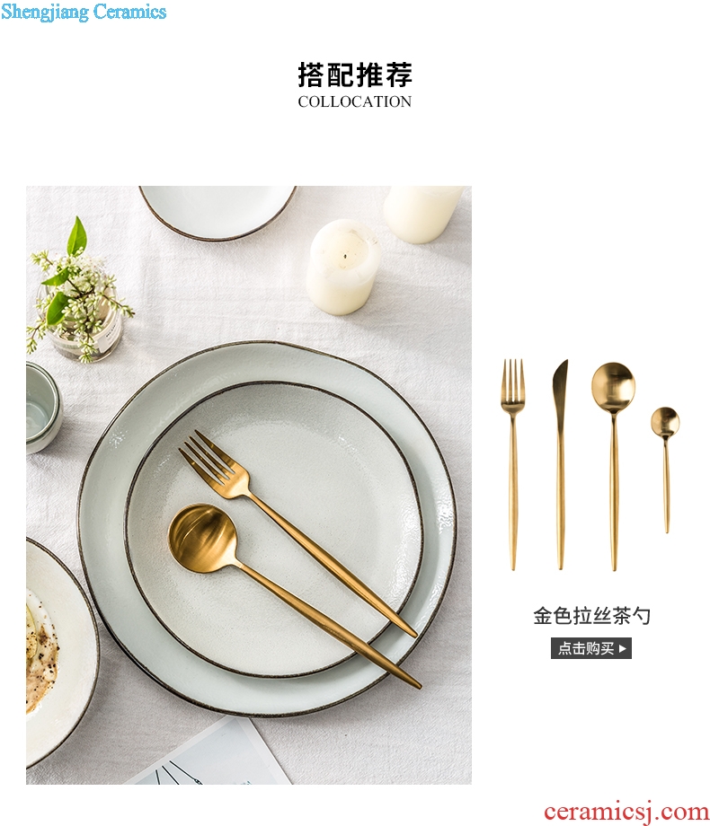Million jia household ceramic dish dish plate microwave flat light of dishes all the western food steak plate of the twilight