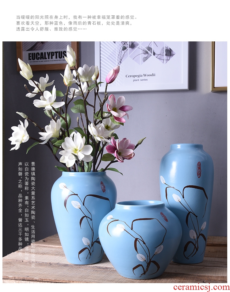 Jingdezhen hand-painted ceramic vase sample three-piece suit modern new Chinese style living room desktop small bottled act the role ofing is tasted furnishing articles