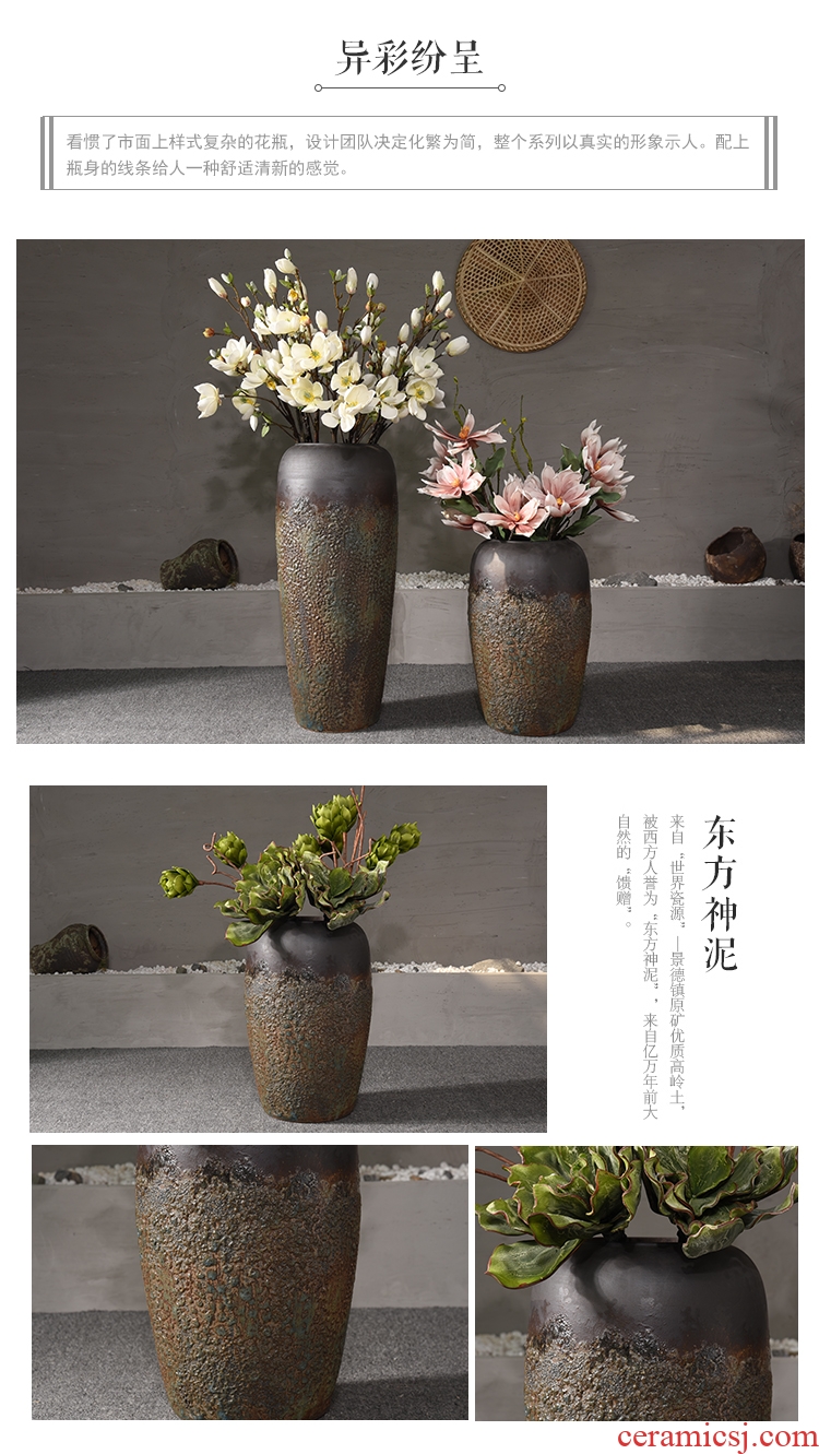 Jingdezhen Chinese style restoring ancient ways is the sitting room of large vase do old coarse pottery flower arranging flower art ceramic vases, home furnishing articles