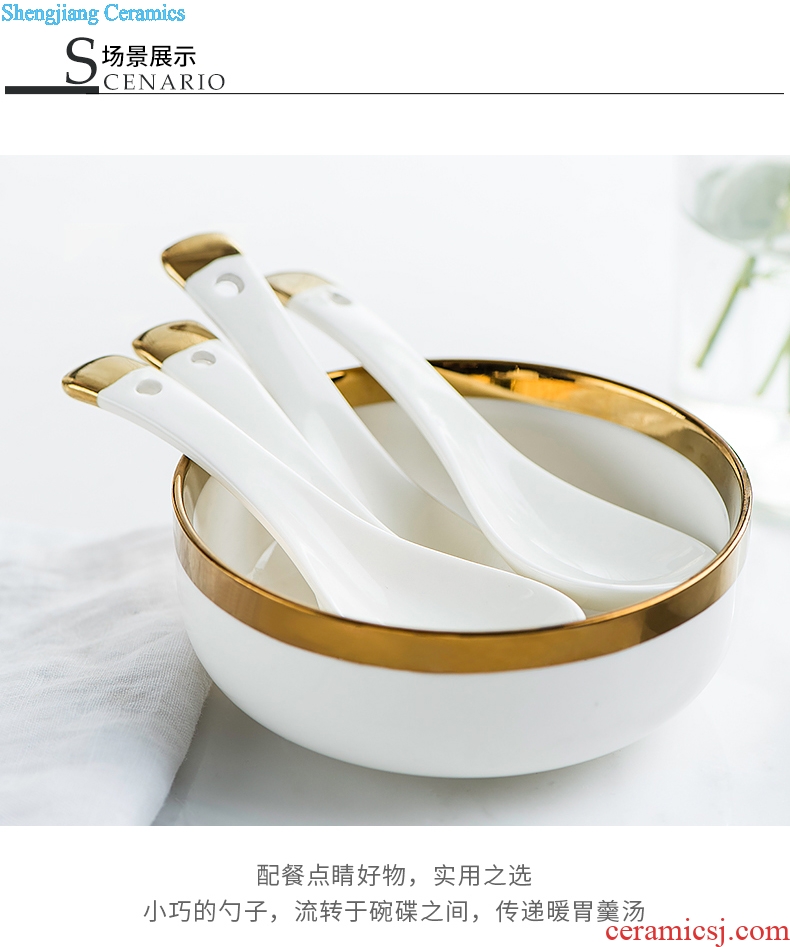 Ijarl million jia ou household ceramic spoon innovative new bone China tableware kitchen spoon ladle TBSP light