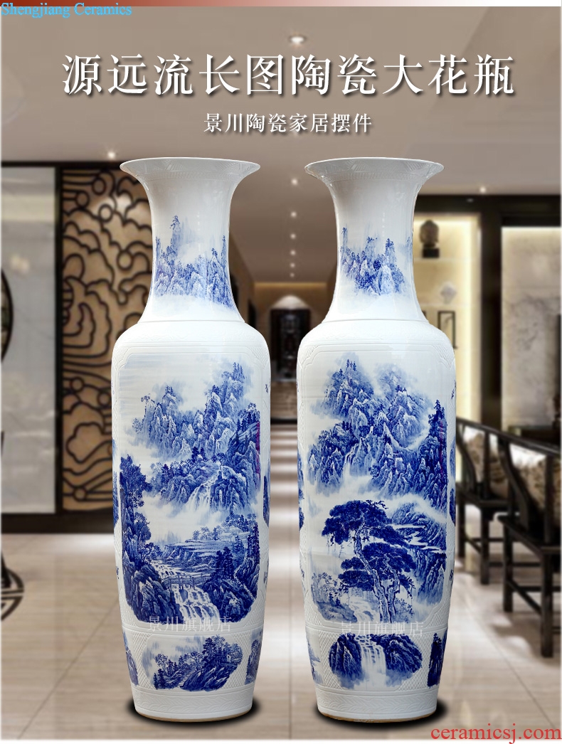 Hand-painted bold carving painting landscape of large vases, jingdezhen ceramics hotels sitting room large furnishing articles