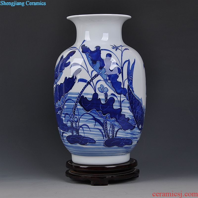 Jingdezhen ceramics relief modern blue and white porcelain vase home sitting room adornment handicraft furnishing articles
