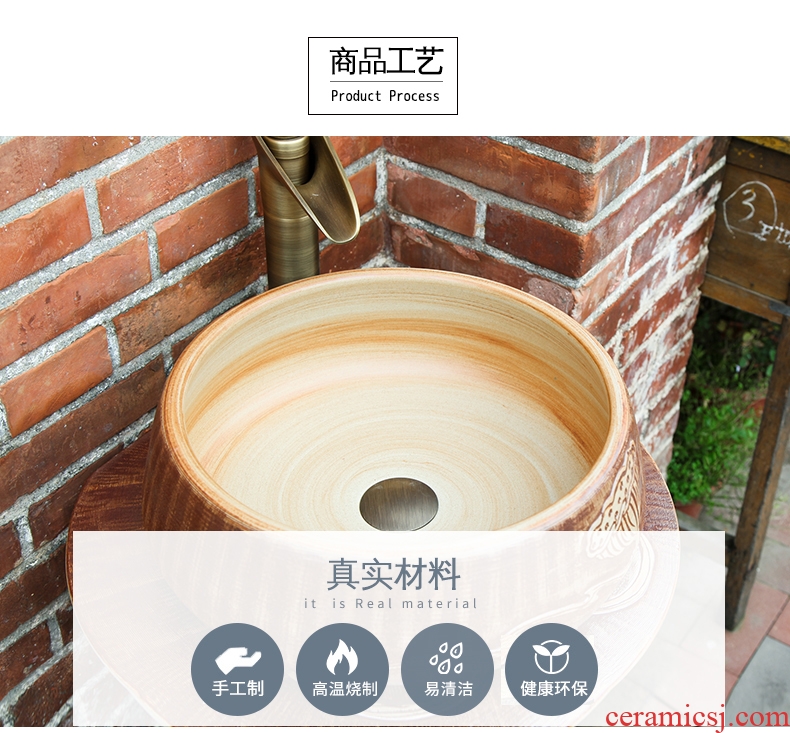 JingWei column basin sink pillar type lavatory ceramic basin basin of wash one balcony column outdoor