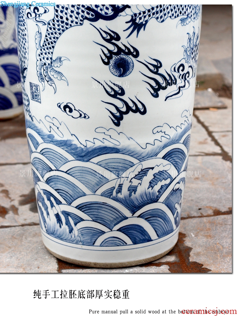 Jingdezhen ceramics hand-painted large blue and white porcelain vase carved dragon porcelain opening furnishing articles 1.8 m 3 m