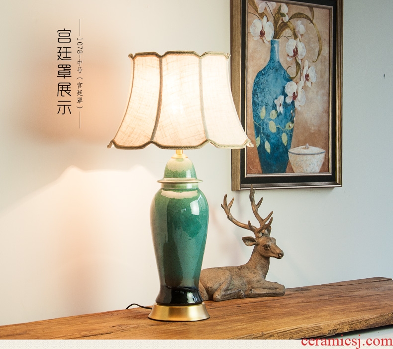 All copper ceramic desk lamp emerald green living room in the general pot of bedroom the head of a bed lamp hotel lobby study desk lamp, 1078