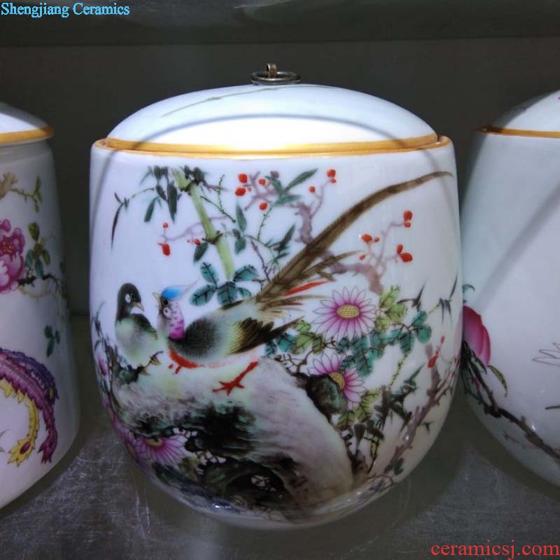 Jingdezhen porcelain tong qu porcelain jar of 5-12 kg pack blue-and-white porcelain pot rice flower pot straight POTS
