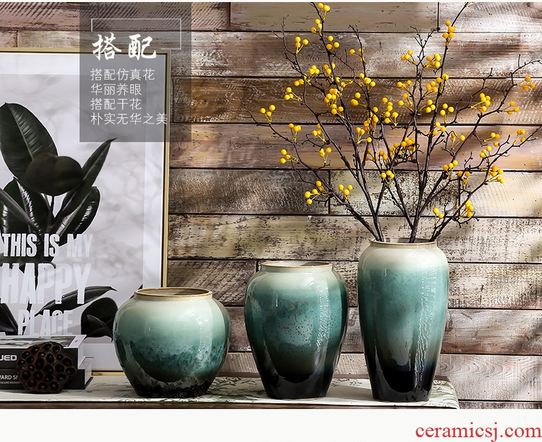 Modern Chinese American Mediterranean style ceramic vase household simulation flower suit desktop furnishing articles sitting room adornment