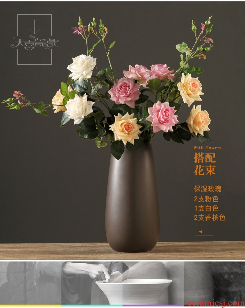 The modern ceramic vase furnishing articles creative living room small pure and fresh and dry flower arrangement table household soft adornment