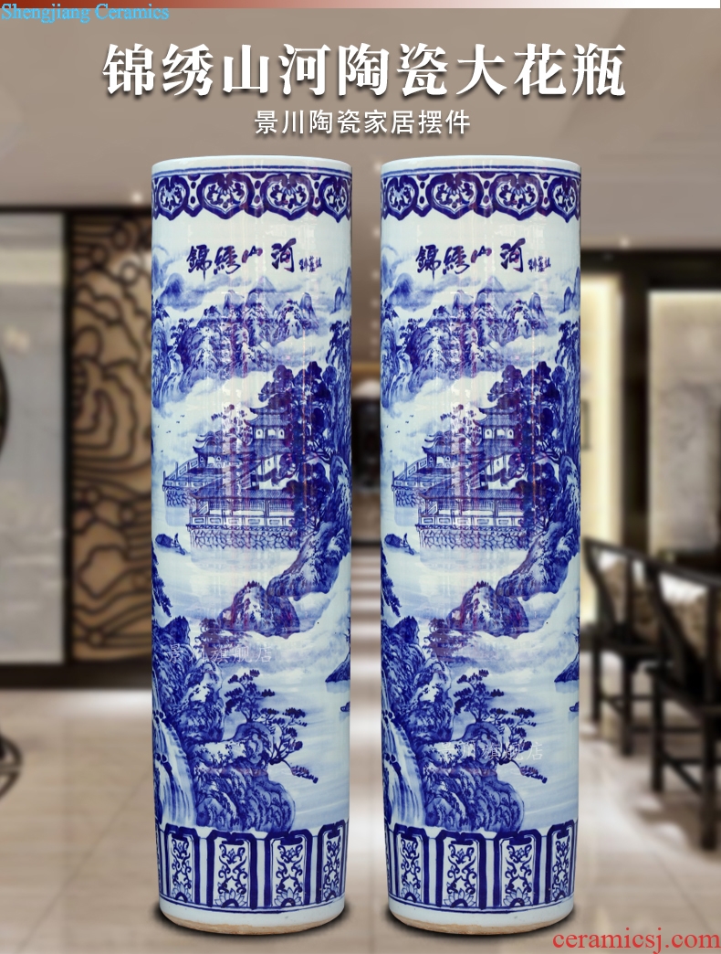 Jingdezhen blue and white landscape splendid sunvo hand-painted ceramics of large vases, home sitting room hotel furnishing articles