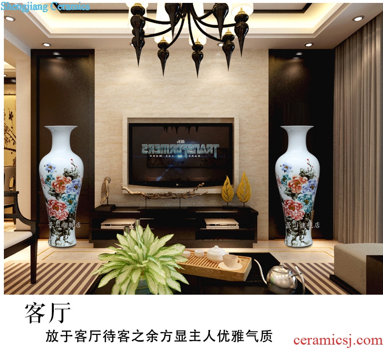 Jingdezhen ceramic hand-painted enamel vase peony flower arranging landing big home sitting room is the only thing the study of Chinese style furnishing articles