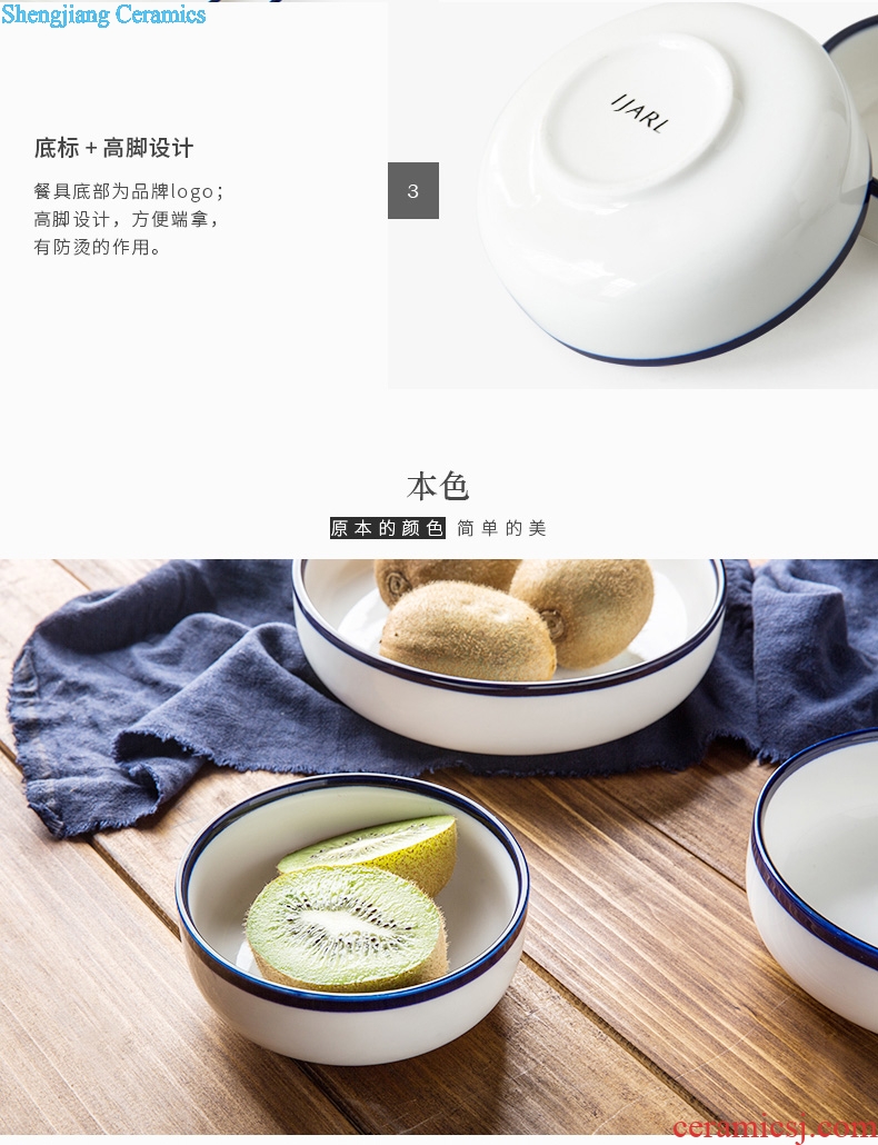 Million jia creative ceramic bowl rainbow noodle bowl bowl home a large soup pot soup bowl microwave li riceses leave