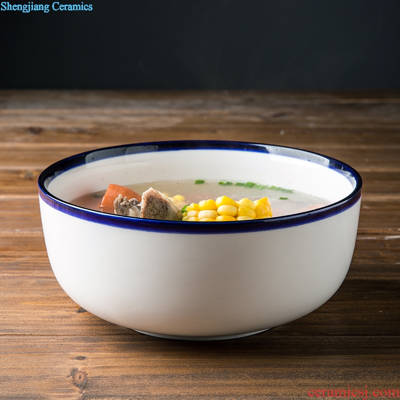Million jia creative ceramic eat rainbow noodle bowl bowl of soup bowl of household contracted large salad bowl thickening insulating foam rainbow noodle bowl