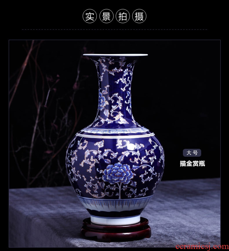 Jingdezhen ceramic vase of large sitting room of Chinese style porch place the colour blue and white porcelain decoration