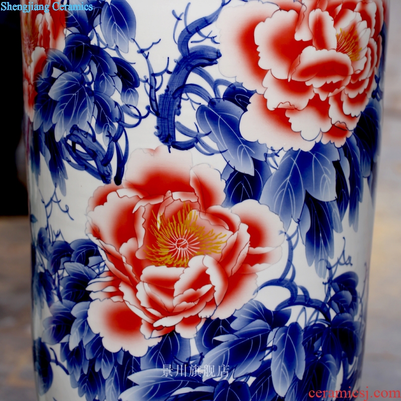 Hand color of large vase peony admiralty bottles of jingdezhen ceramics occupy the modern home furnishing articles sitting room