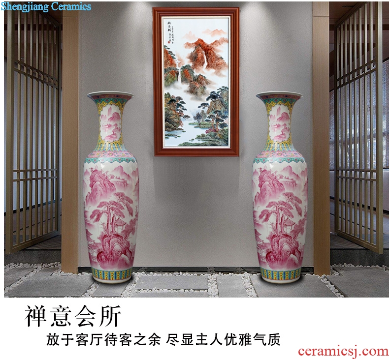 Jingdezhen ceramic hand-painted landscape painting big vase household living room floor furnishing articles shops opening gifts