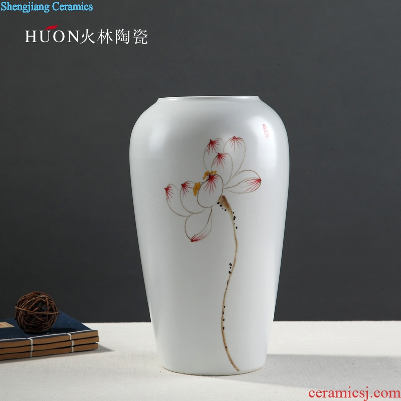 Jingdezhen modern new Chinese style ceramic vase lucky bamboo dried flowers sitting room Japanese zen home decoration furnishing articles