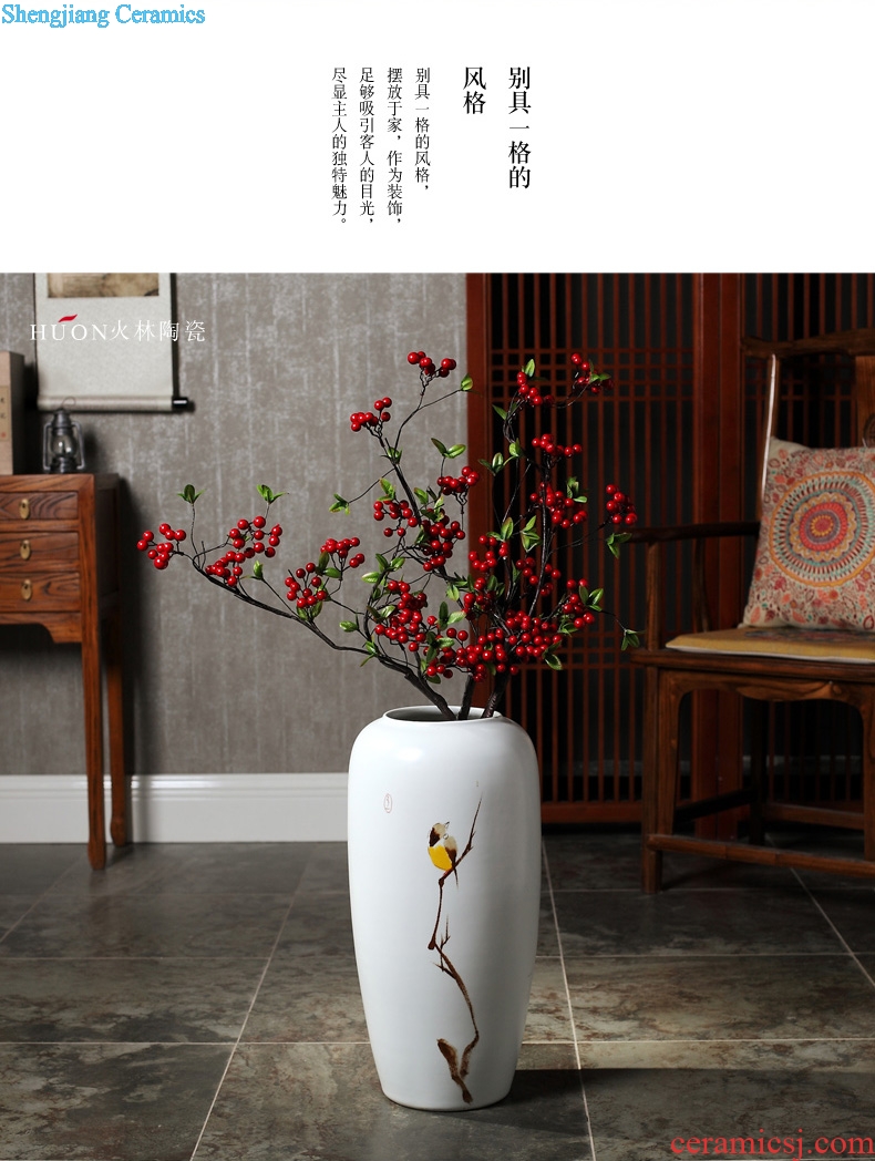 Jingdezhen ceramic vase of large living room TV cabinet modern simple hand-painted dried flowers flower arrangement of new Chinese style furnishing articles