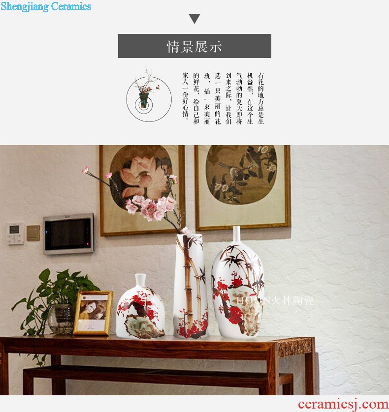 Jingdezhen ceramics vase painting hong mei bamboo original modern contracted decorate the sitting room of Chinese style household furnishing articles