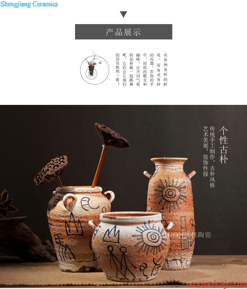 Zen of pottery and porcelain vase Chinese style restoring ancient ways is coarse pottery do old earthenware jar of primitive simplicity porch is decorated furnishing articles flowers, flower arranging