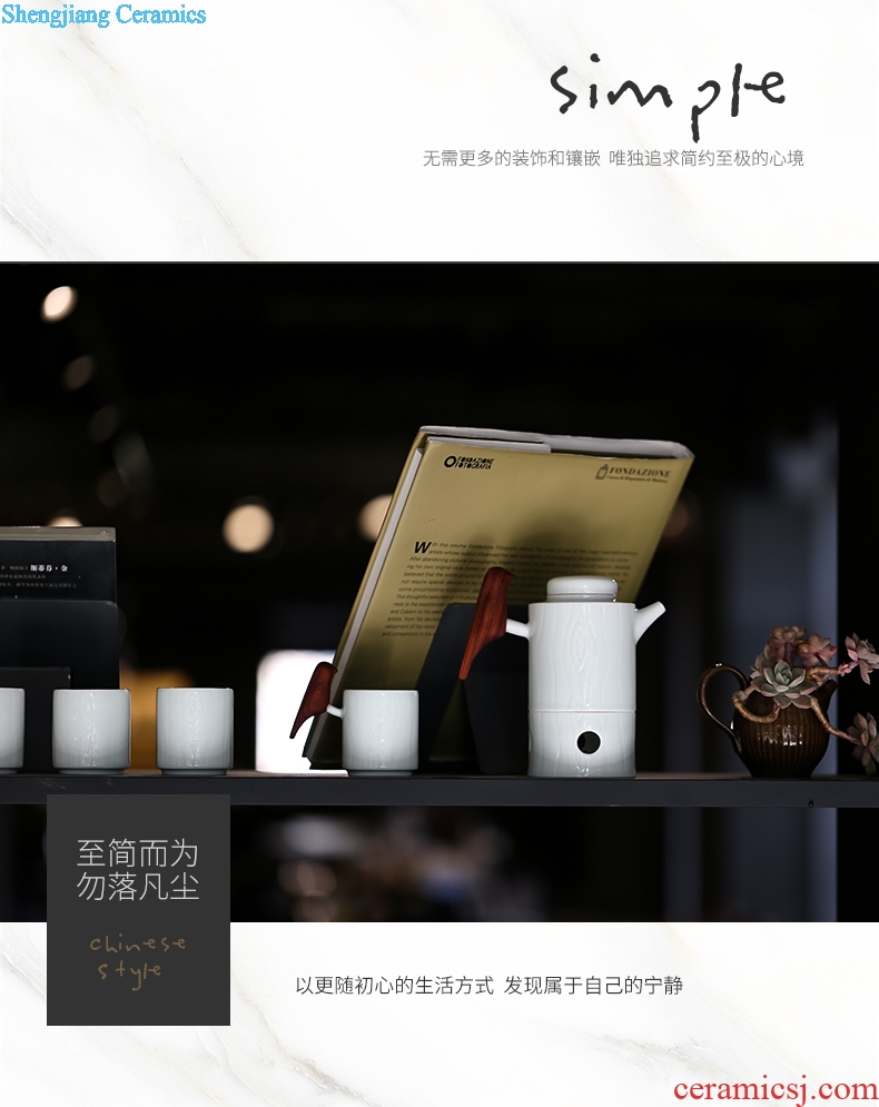 Creative TaoXiChuan jingdezhen ceramic tea set suit contemporary and contracted solid wood bluebird language floral cup teapot
