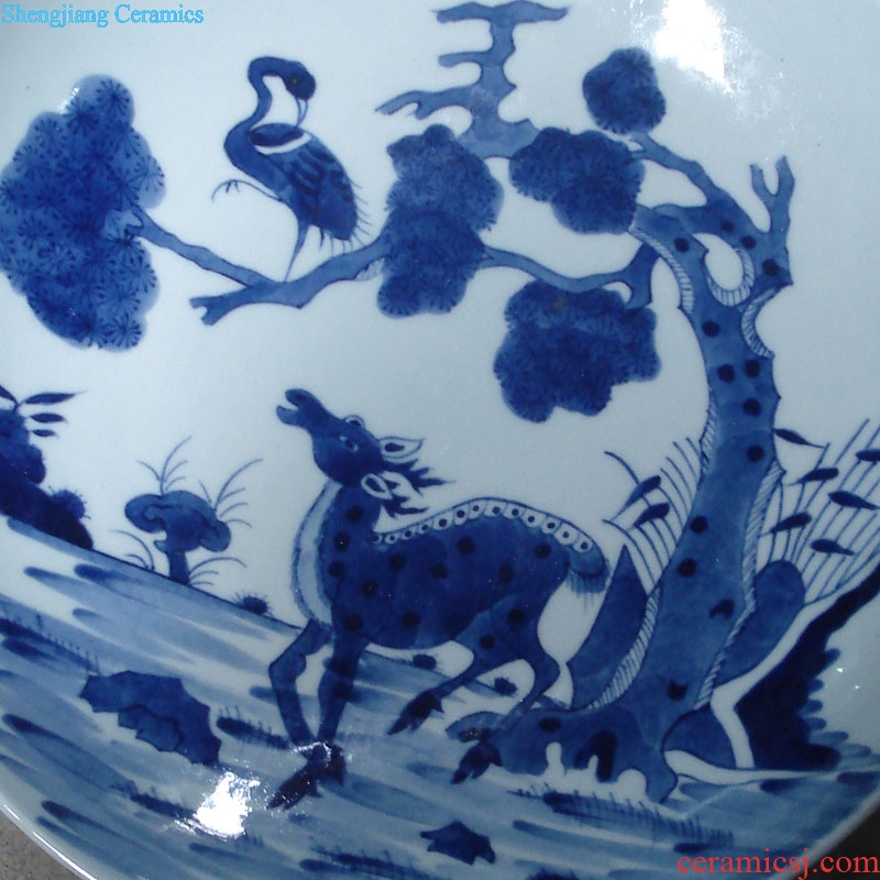Hand deer jingdezhen blue and white porcelain porcelain porcelain classic in the qing dynasty kangxi in the qing dynasty blue and white porcelain plate