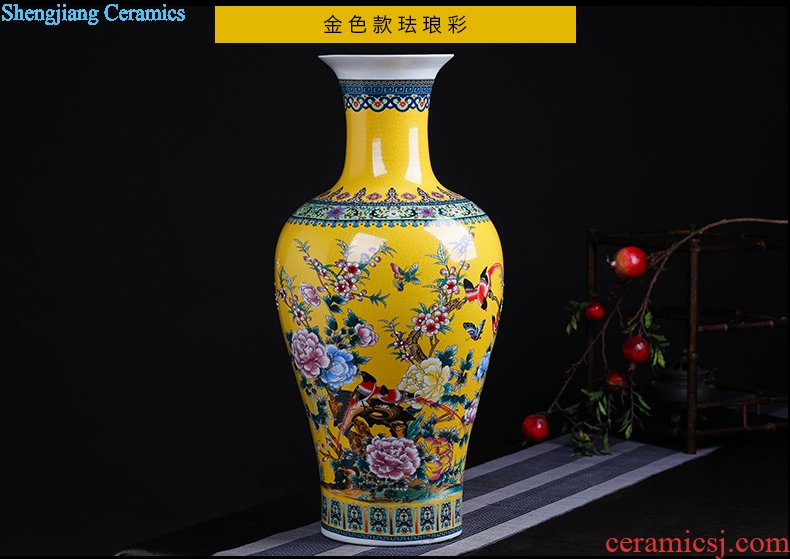 Modern Chinese jingdezhen ceramics sitting room adornment colored enamel of large vases, flower TV ark furnishing articles