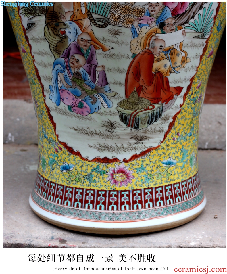 Jingdezhen ceramic general tank hand-painted pastel 18 arhats sitting room of large vase household stores furnishing articles