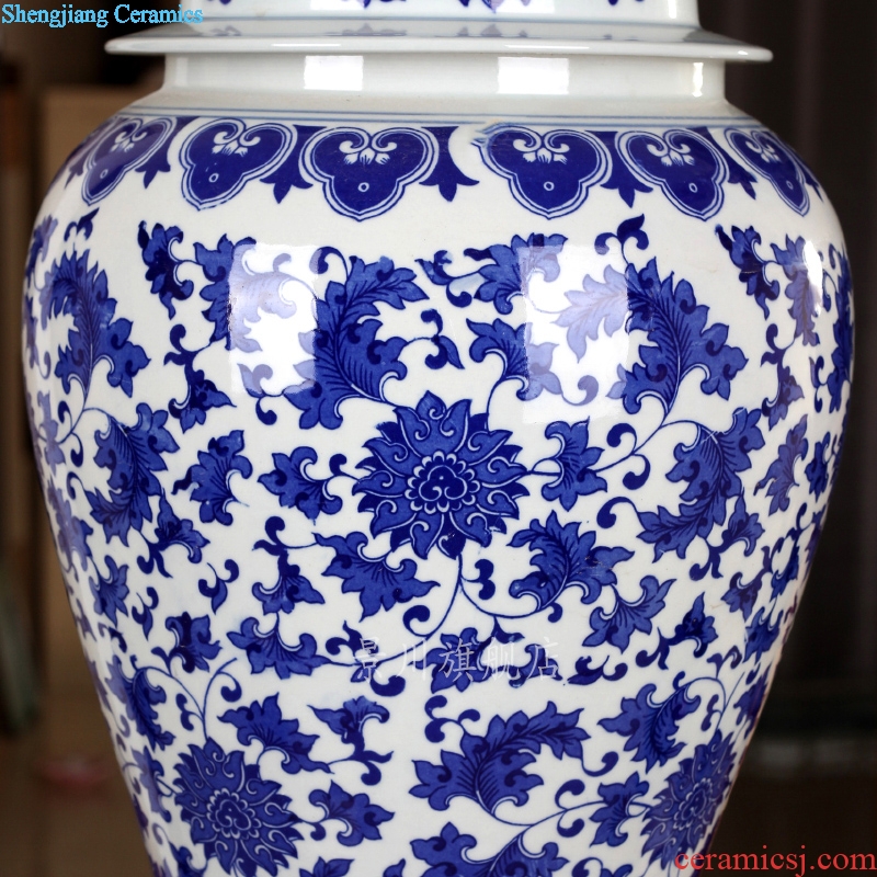 Tangles of blue and white porcelain lotus flower general tank storage tank of jingdezhen ceramics vase mesa of modern home decoration furnishing articles