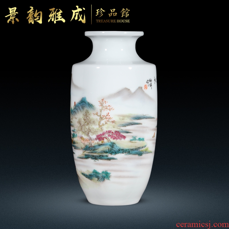 Jingdezhen ceramic hand-painted far jiang hang sail flower vase furnishing articles sitting room rich ancient frame craft gift ornament
