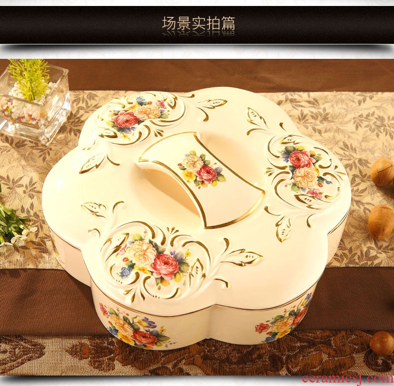 Vatican Sally's European compote luxury home sitting room large ceramic dry fruit tray frame with cover candy box snack plate