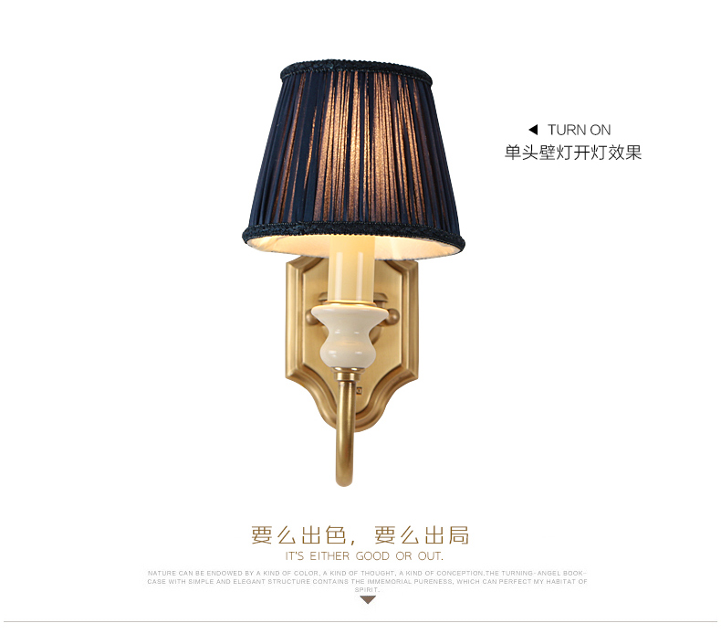 Emperor American rural restoring ancient ways all ceramic wall lamp luxury atmosphere brass sitting room background wall lamp lamp of bedroom the head of a bed
