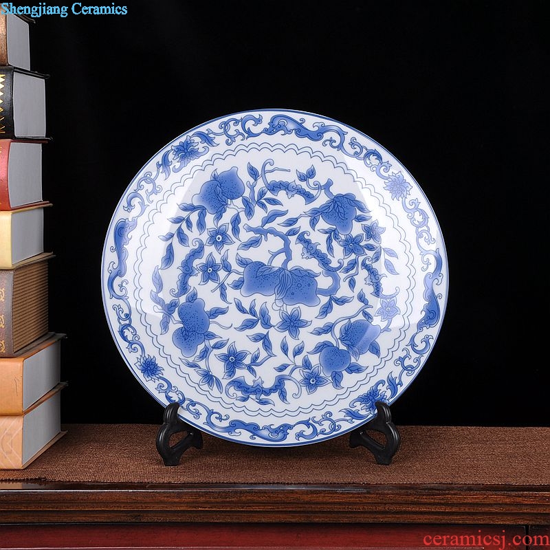 The sitting room of Chinese style household art of jingdezhen ceramics plate QingHuaPan craft supplies creative gifts furnishing articles